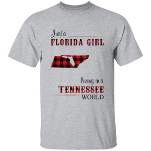 Just A Florida Girl Living In A Tennessee World T-shirt - T-shirt Born Live Plaid Red Teezalo