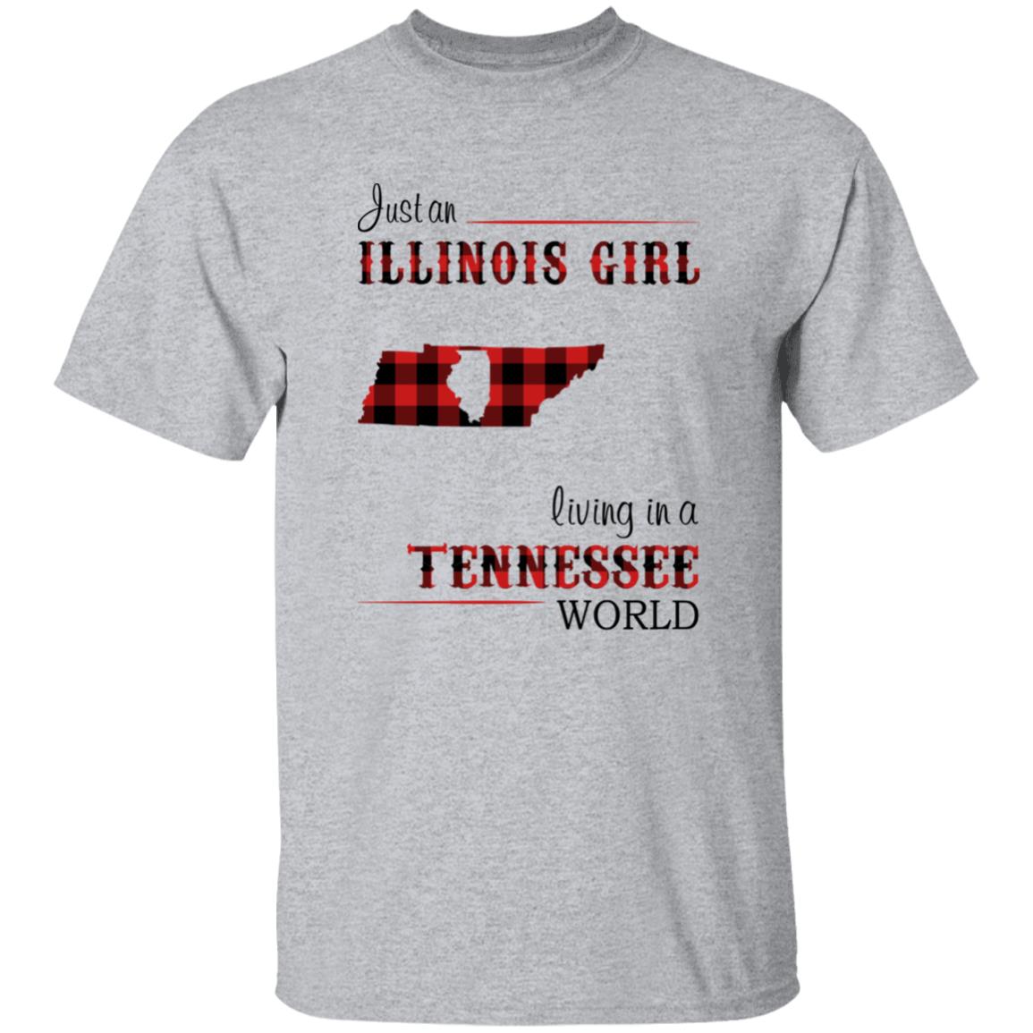 Just An Illinois Girl Living In A Tennessee World T-shirt - T-shirt Born Live Plaid Red Teezalo