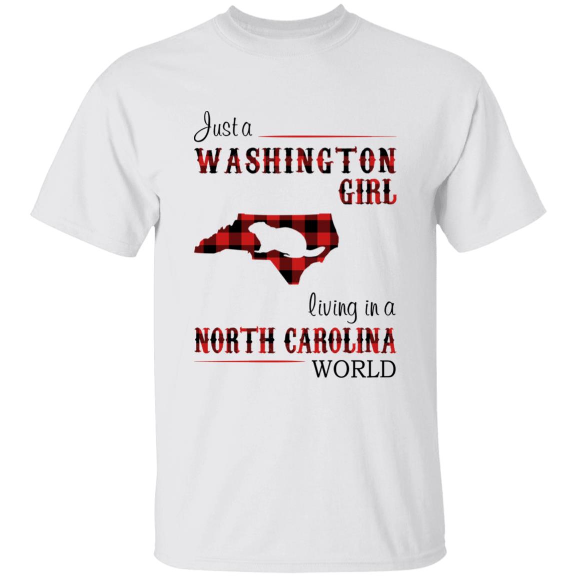 Just A Washington Girl Living In A North Carolina World T-shirt - T-shirt Born Live Plaid Red Teezalo