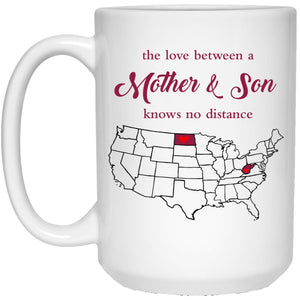 West Virginia North Dakota The Love Between Mother And Son Mug - Mug Teezalo