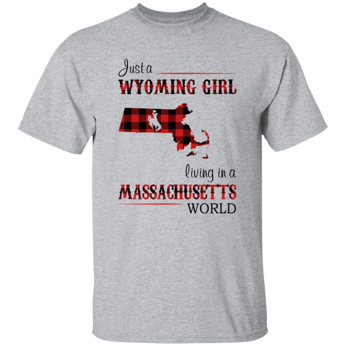 Just A Wyoming Girl Living In A Massachusetts World T-shirt - T-shirt Born Live Plaid Red Teezalo