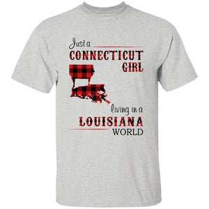 Just A Connecticut Girl Living In A Louisiana World T-shirt - T-shirt Born Live Plaid Red Teezalo