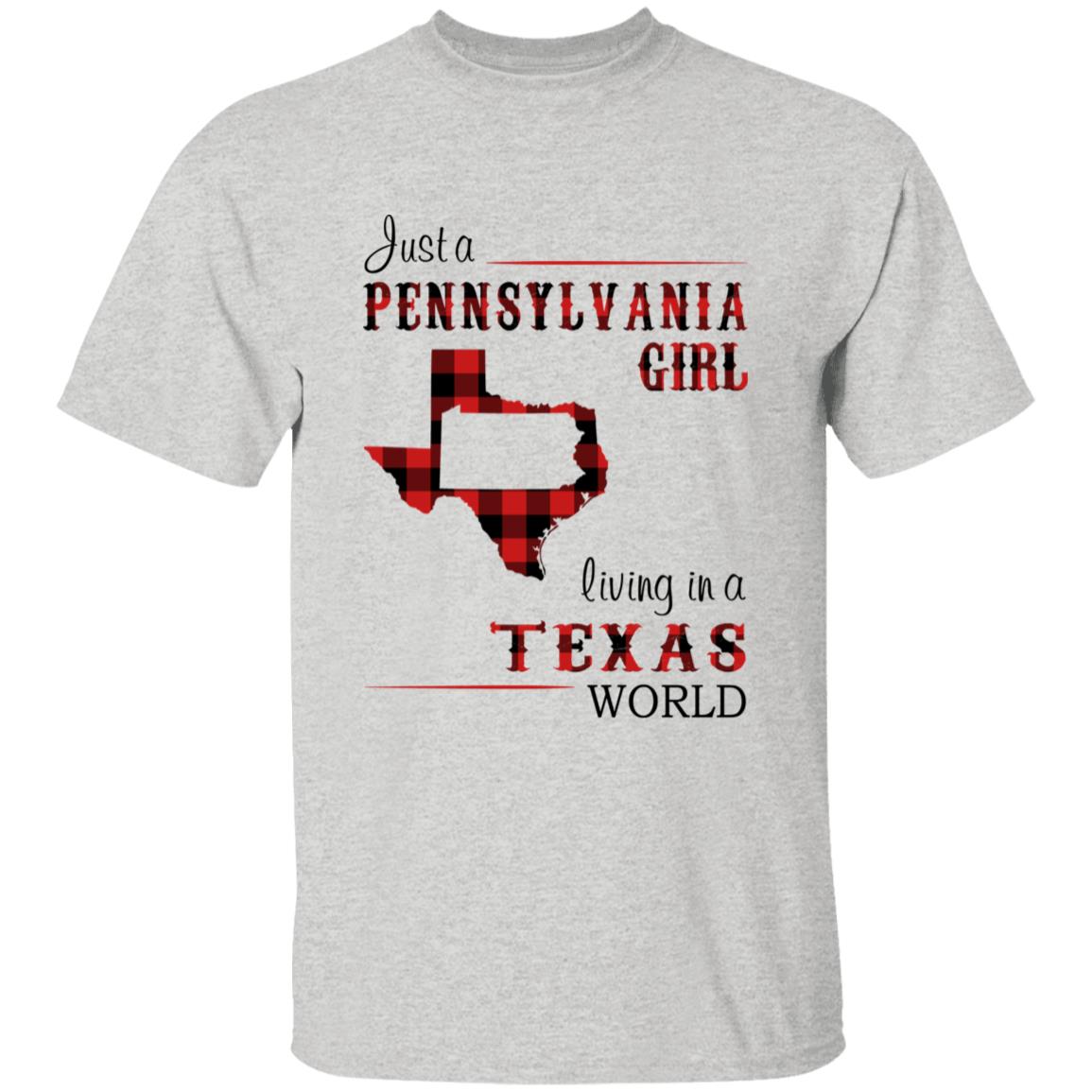 Just A Pennsylvania Girl Living In A Texas World T-shirt - T-shirt Born Live Plaid Red Teezalo
