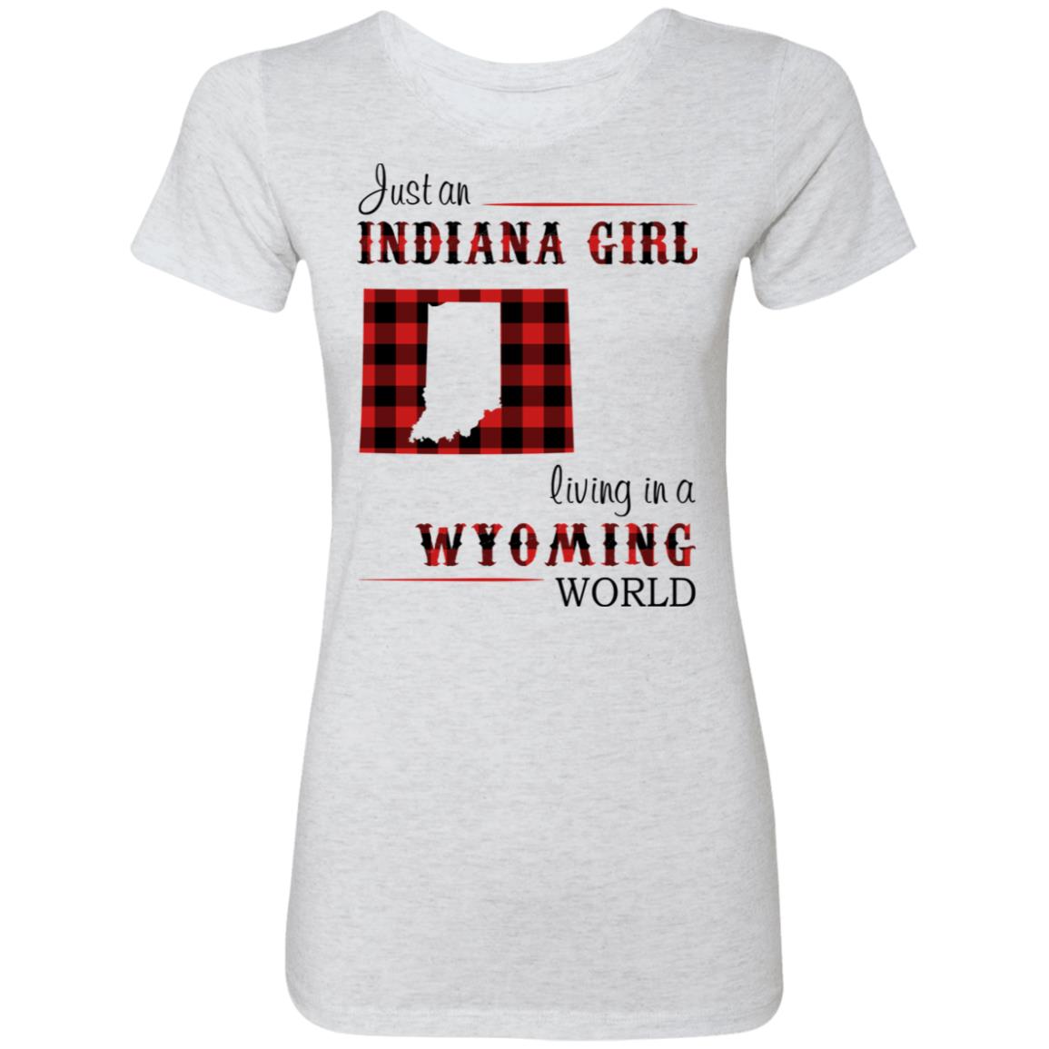 Just An Indiana Girl Living In A Wyoming  World T-Shirt - T-shirt Born Live Plaid Red Teezalo