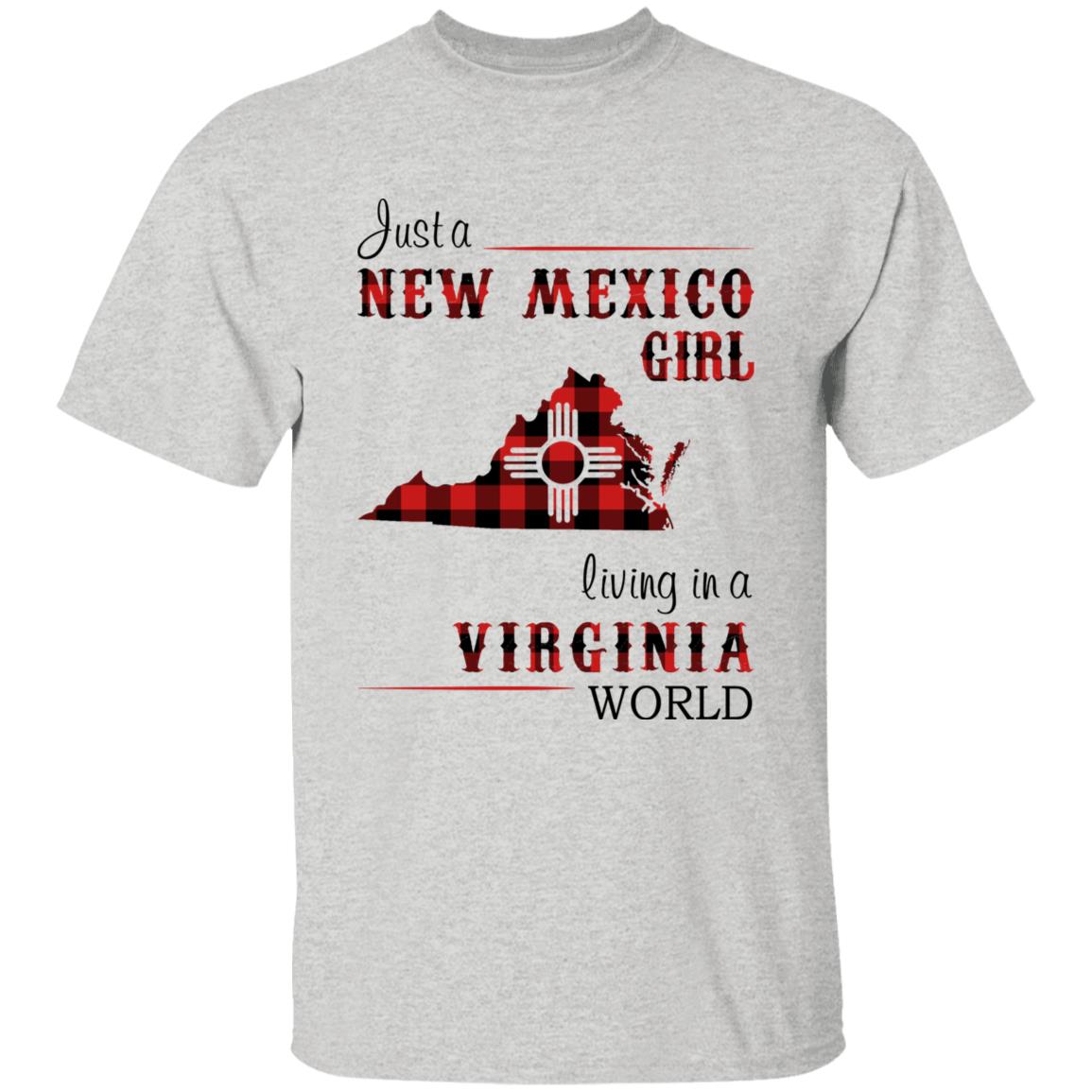 Just A New Mexico Girl Living In A Virginia World T-shirt - T-shirt Born Live Plaid Red Teezalo