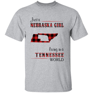 Just A Nebraska Girl Living In A Tennessee World T-shirt - T-shirt Born Live Plaid Red Teezalo