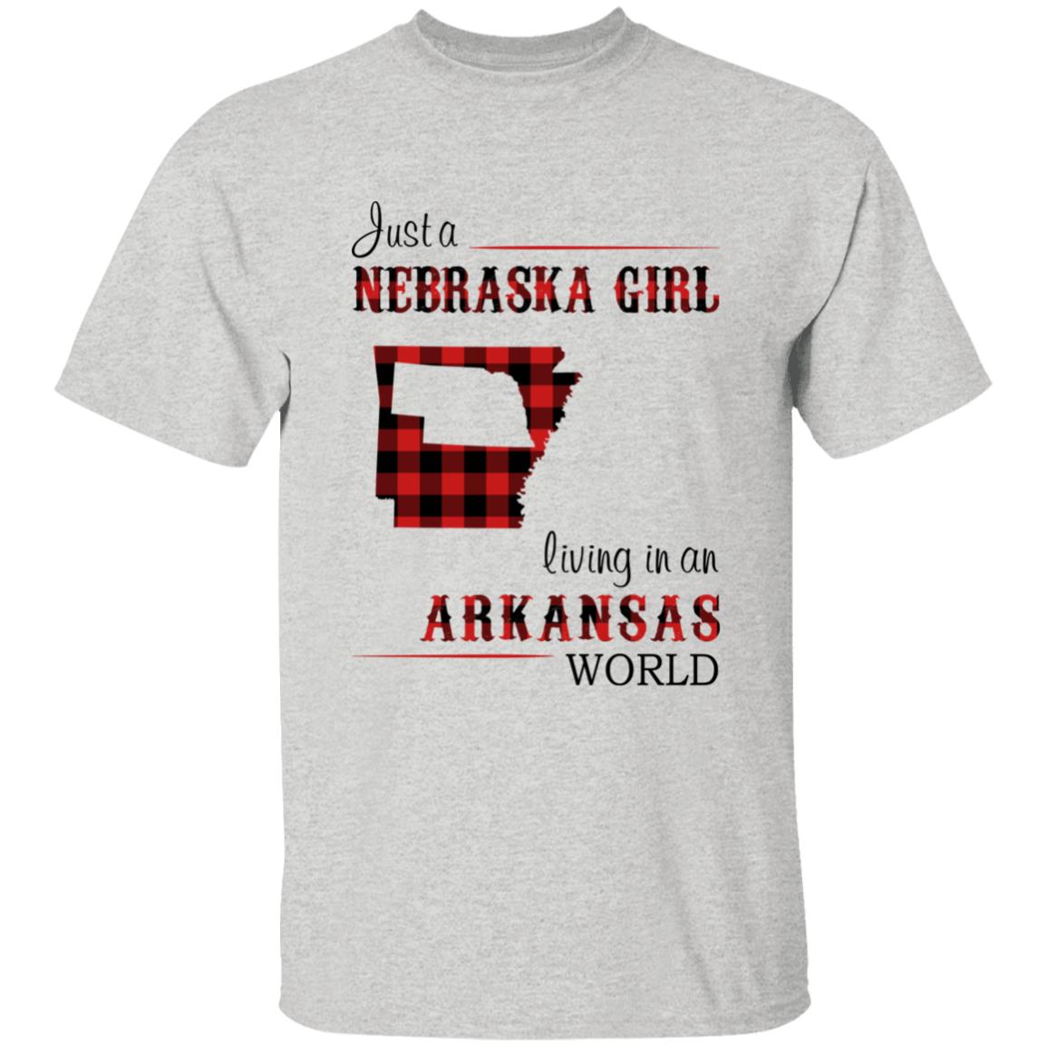 Just A Nebraska Girl Living In An Arkansas World T-shirt - T-shirt Born Live Plaid Red Teezalo