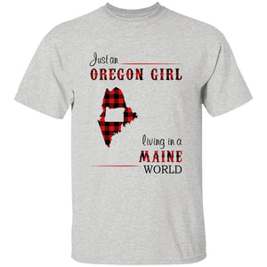 Just An Oregon Girl Living In A Maine World T-shirt - T-shirt Born Live Plaid Red Teezalo