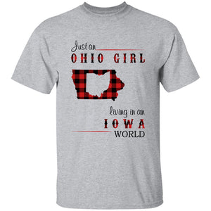 Just An Ohio Girl Living In An Iowa World T-shirt - T-shirt Born Live Plaid Red Teezalo