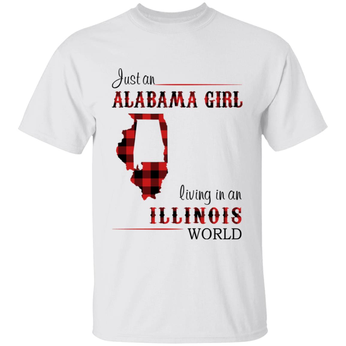 Just An Alabama Girl Living In An Illinois World T-shirt - T-shirt Born Live Plaid Red Teezalo