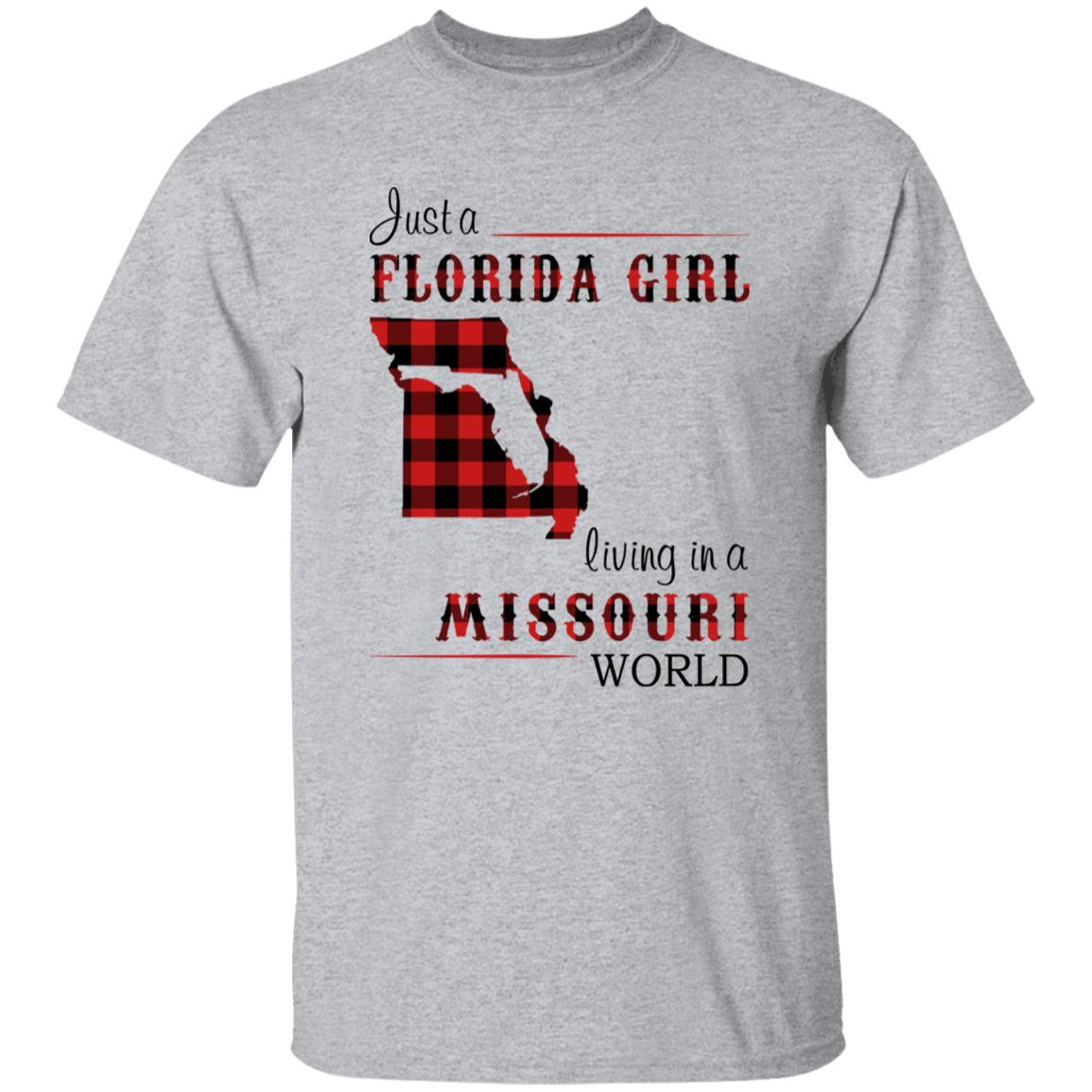 Just Florida Girl Living In A Missouri World T-shirt - T-shirt Born Live Plaid Red Teezalo