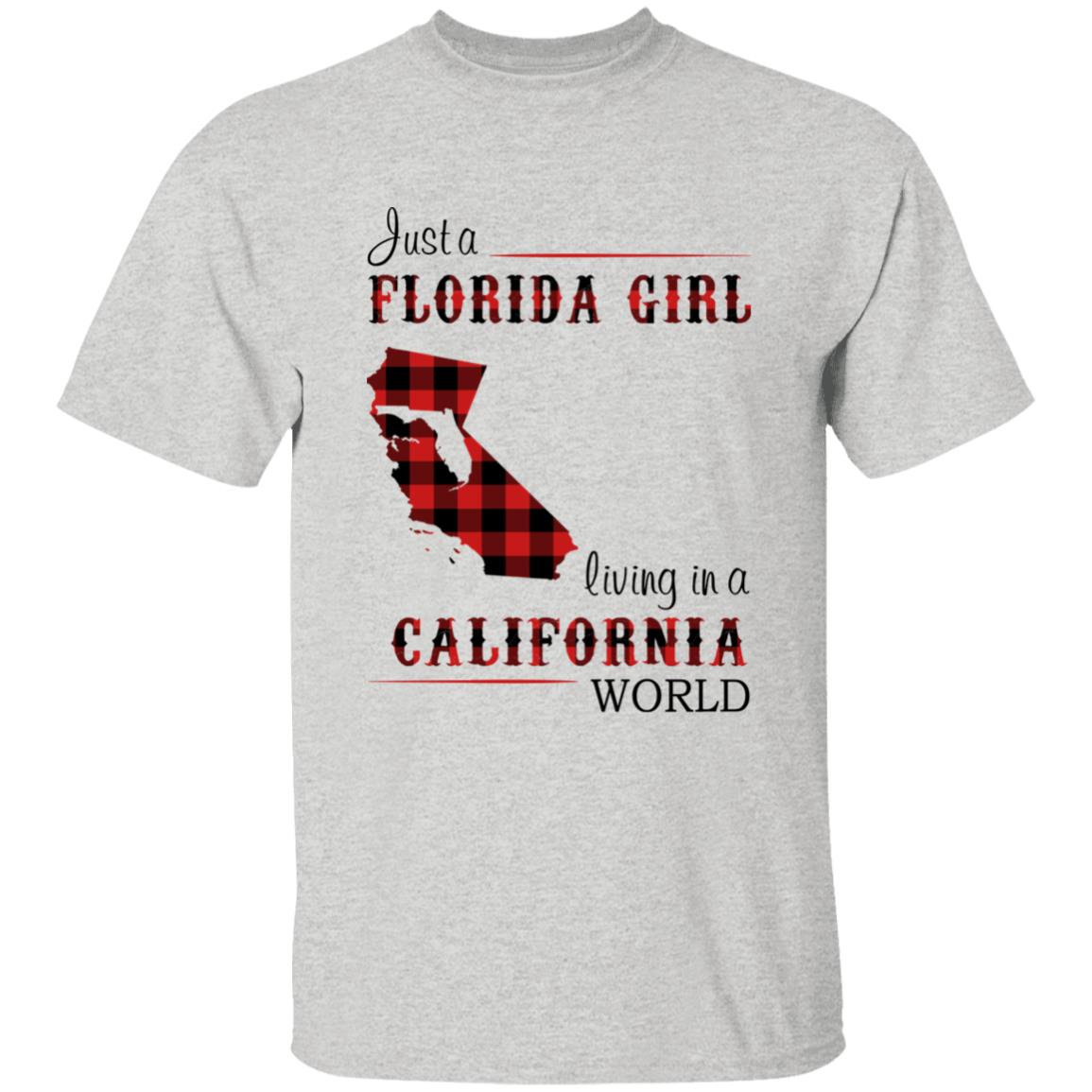 Just A Florida Girl Living In A California World T-shirt - T-shirt Born Live Plaid Red Teezalo