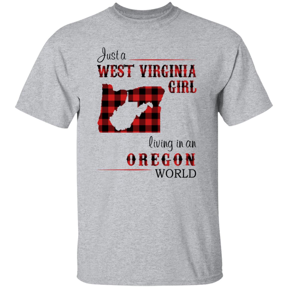 Just A West Virginia Girl Living In An Oregon World T-shirt - T-shirt Born Live Plaid Red Teezalo
