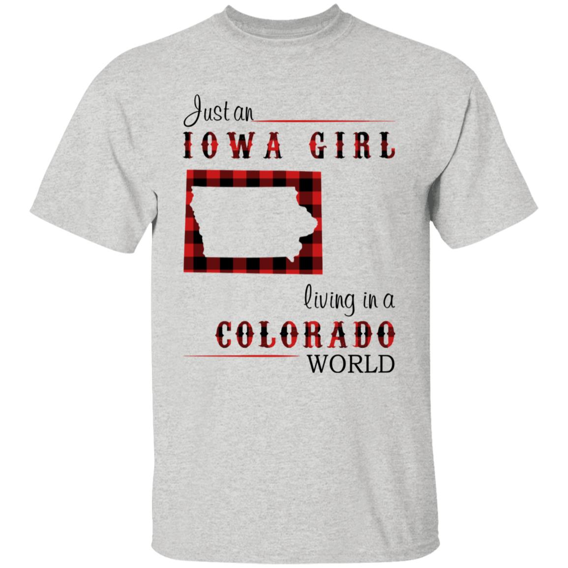 Just An Iowa Girl Living In A Colorado World T-shirt - T-shirt Born Live Plaid Red Teezalo