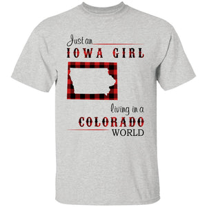 Just An Iowa Girl Living In A Colorado World T-shirt - T-shirt Born Live Plaid Red Teezalo