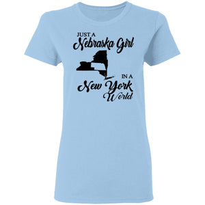 Just A Nebraska Girl In A New York World T-Shirt - T-shirt Teezalo