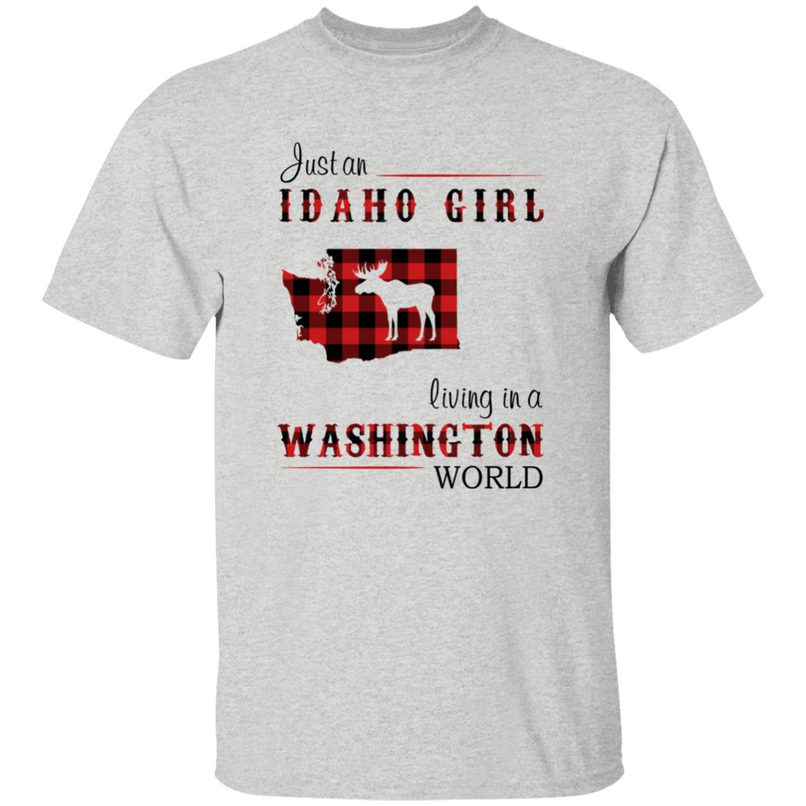 Just An Idaho Girl Living In A Washington World T-shirt - T-shirt Born Live Plaid Red Teezalo