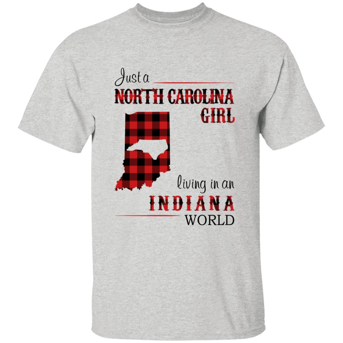 Just A North Carolina Girl Living In An Indiana World T-shirt - T-shirt Born Live Plaid Red Teezalo