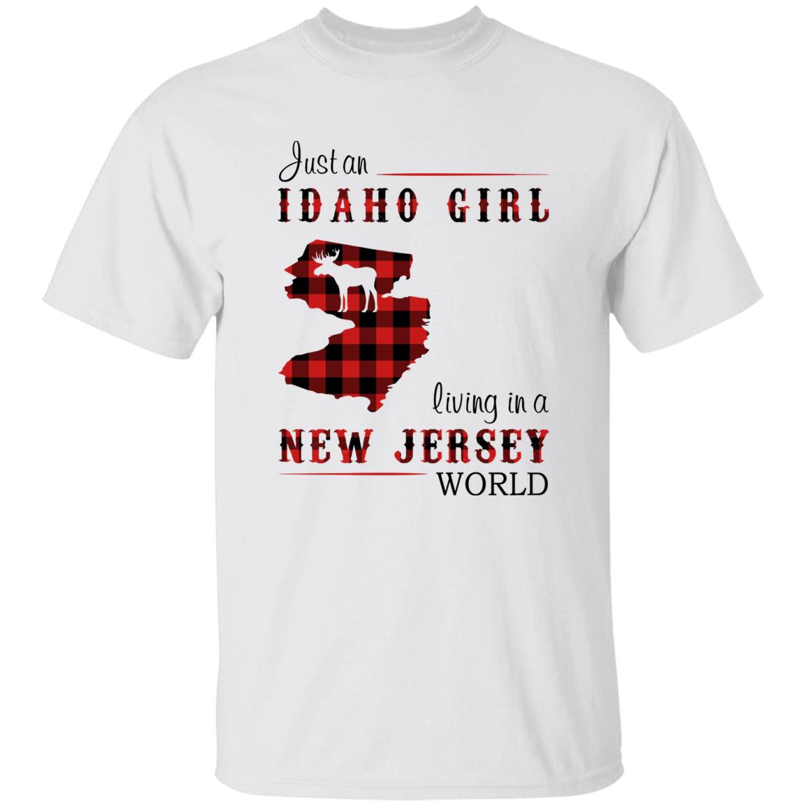 Just An Idaho Girl Living In A New Jersey World T-shirt - T-shirt Born Live Plaid Red Teezalo