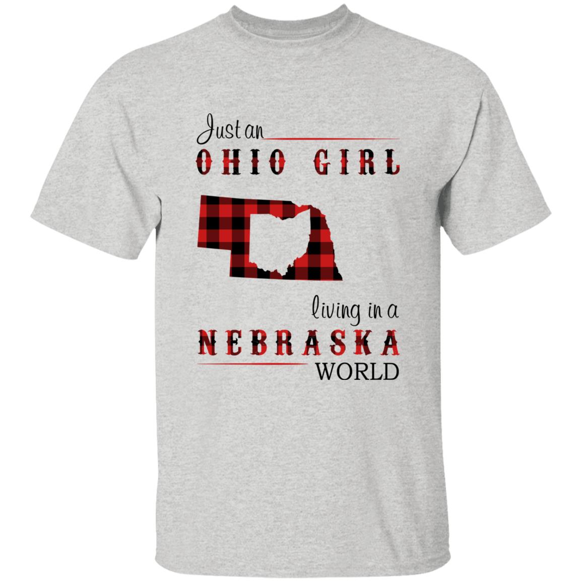 Just An Ohio Girl Living In A Nebraska World T-shirt - T-shirt Born Live Plaid Red Teezalo