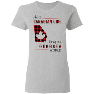 Just A Canadian Girl Living In A Georgia World T-Shirt - T-shirt Teezalo