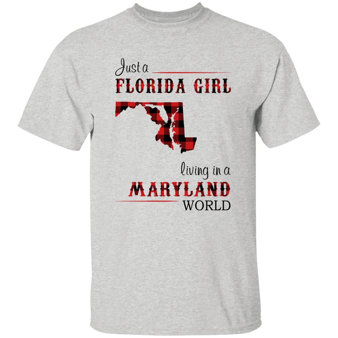 Just Florida Girl Living In A Maryland World T-shirt - T-shirt Born Live Plaid Red Teezalo