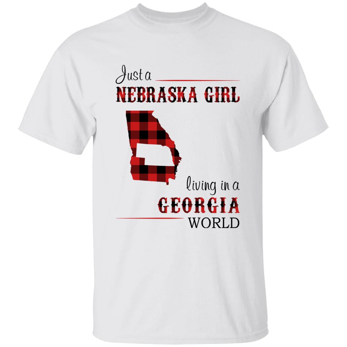 Just A Nebraska Girl Living In A Georgia World T-shirt - T-shirt Born Live Plaid Red Teezalo