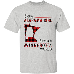 Just An Alabama Girl Living In A Minnesota World T-shirt - T-shirt Born Live Plaid Red Teezalo