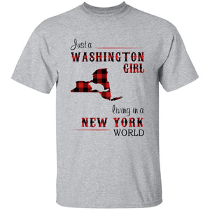 Just A Washington Girl Living In A New York World T-shirt - T-shirt Born Live Plaid Red Teezalo