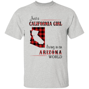 Just A California Girl Living In An Arizona World T-shirt - T-shirt Born Live Plaid Red Teezalo