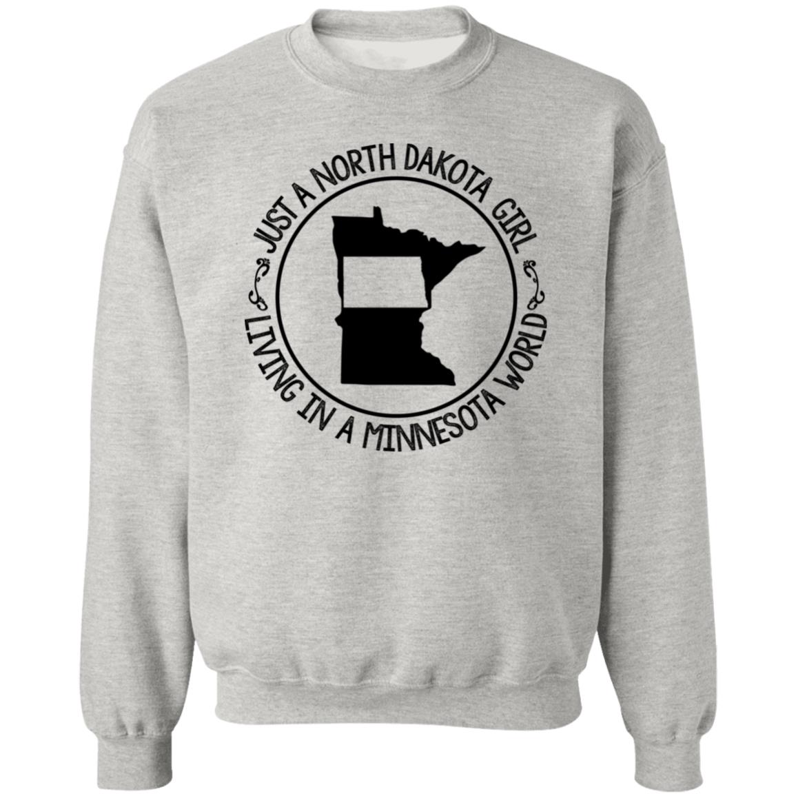 North Dakota Girl Living In Minnesota World T Shirt - T-shirt Teezalo