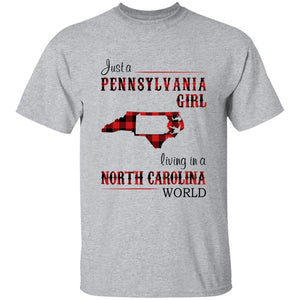 Just A Pennsylvania Girl Living In A North Carolina World T-shirt - T-shirt Born Live Plaid Red Teezalo