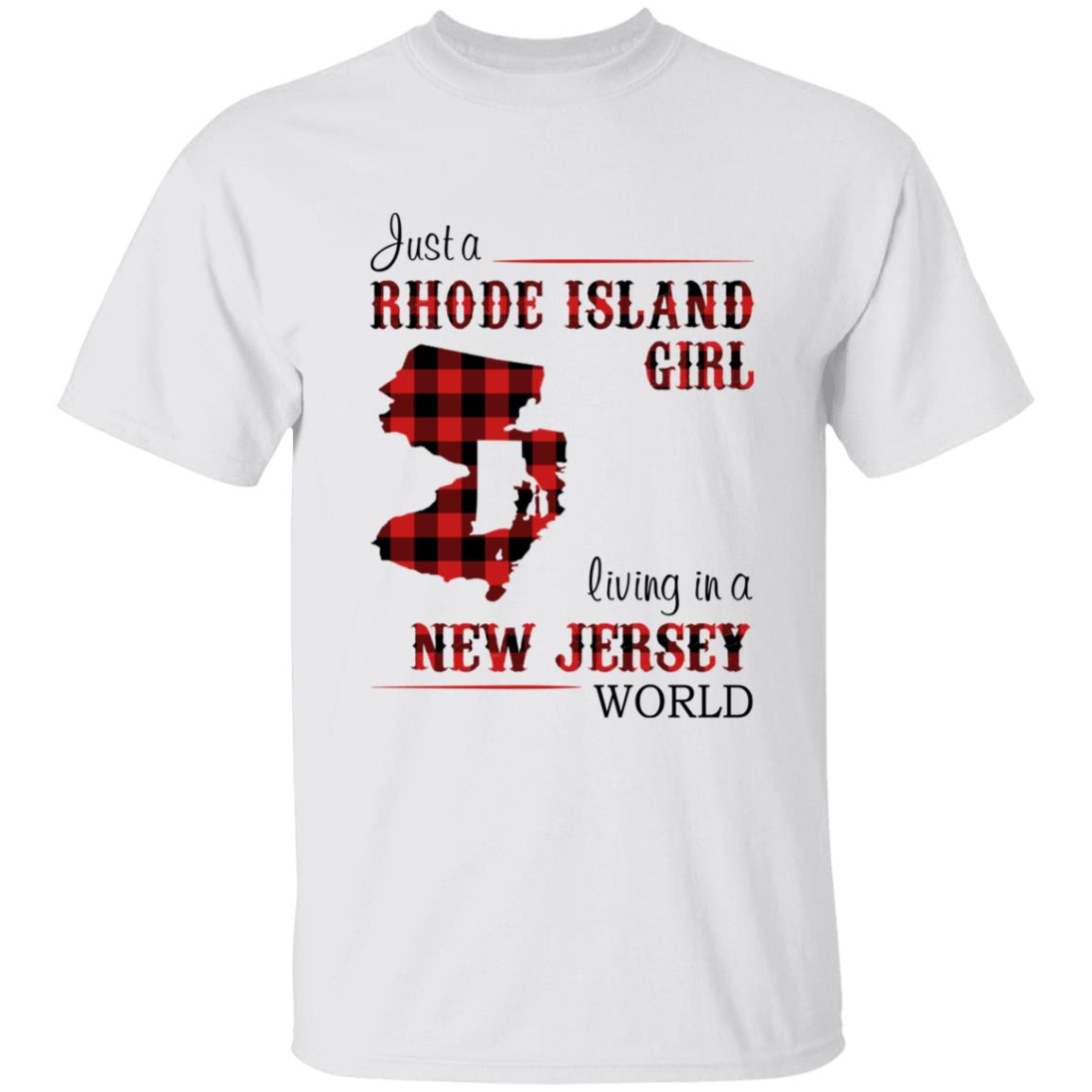 Just A Rhode Island  Girl Living In A New Jersey World T-shirt - T-shirt Born Live Plaid Red Teezalo