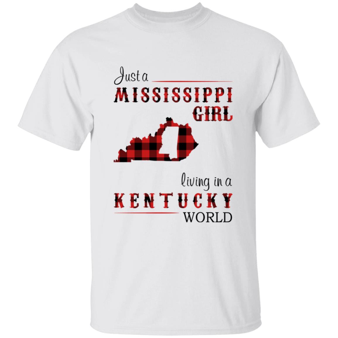 Just A Mississippi Girl Living In A Kentucky World T-shirt - T-shirt Born Live Plaid Red Teezalo