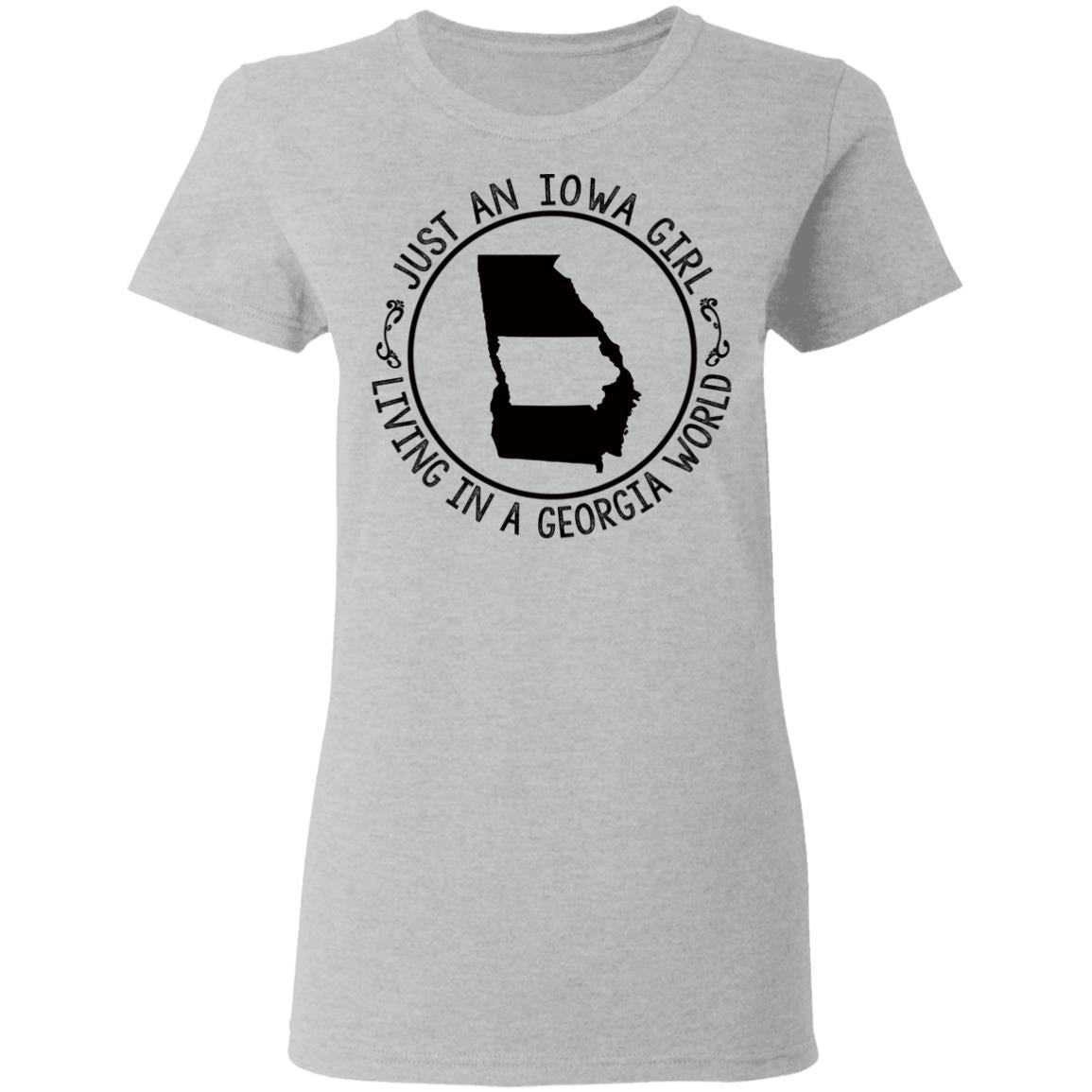 Just An Iowa Girl Living In A Georgia World Hoodie - Hoodie Teezalo