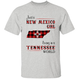 Just A New Mexico Girl Living In A Tennessee World T-shirt - T-shirt Born Live Plaid Red Teezalo