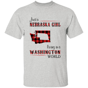 Just A Nebraska Girl Living In A Washington World T-shirt - T-shirt Born Live Plaid Red Teezalo