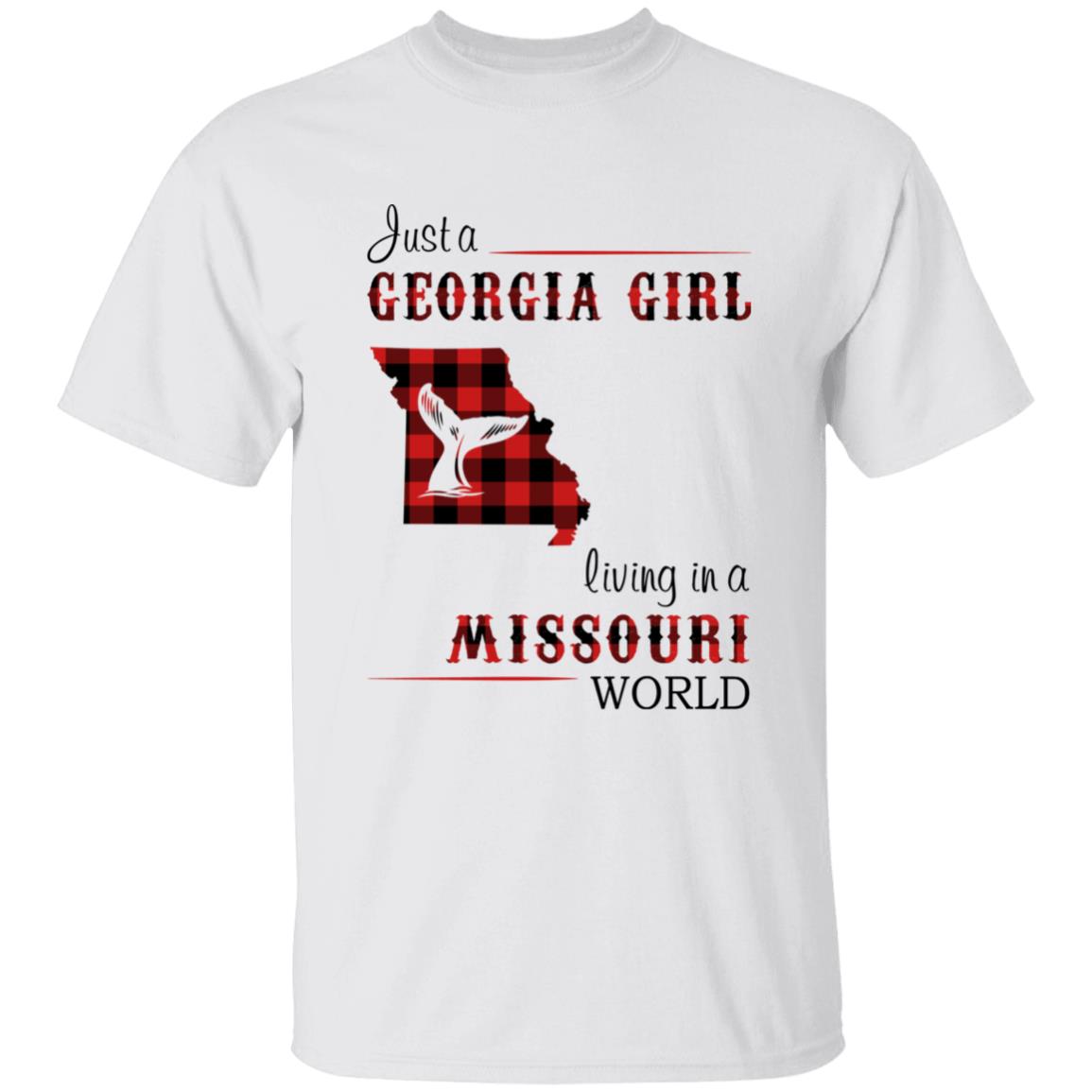 Just A Georgia Girl Living In A Missouri World T-shirt - T-shirt Born Live Plaid Red Teezalo
