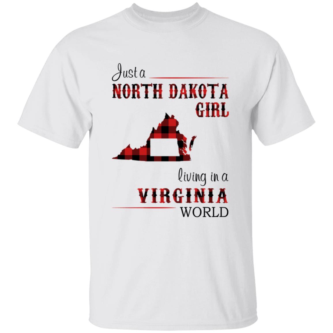 Just A North Dakota Girl Living In A Virginia World T-shirt - T-shirt Born Live Plaid Red Teezalo