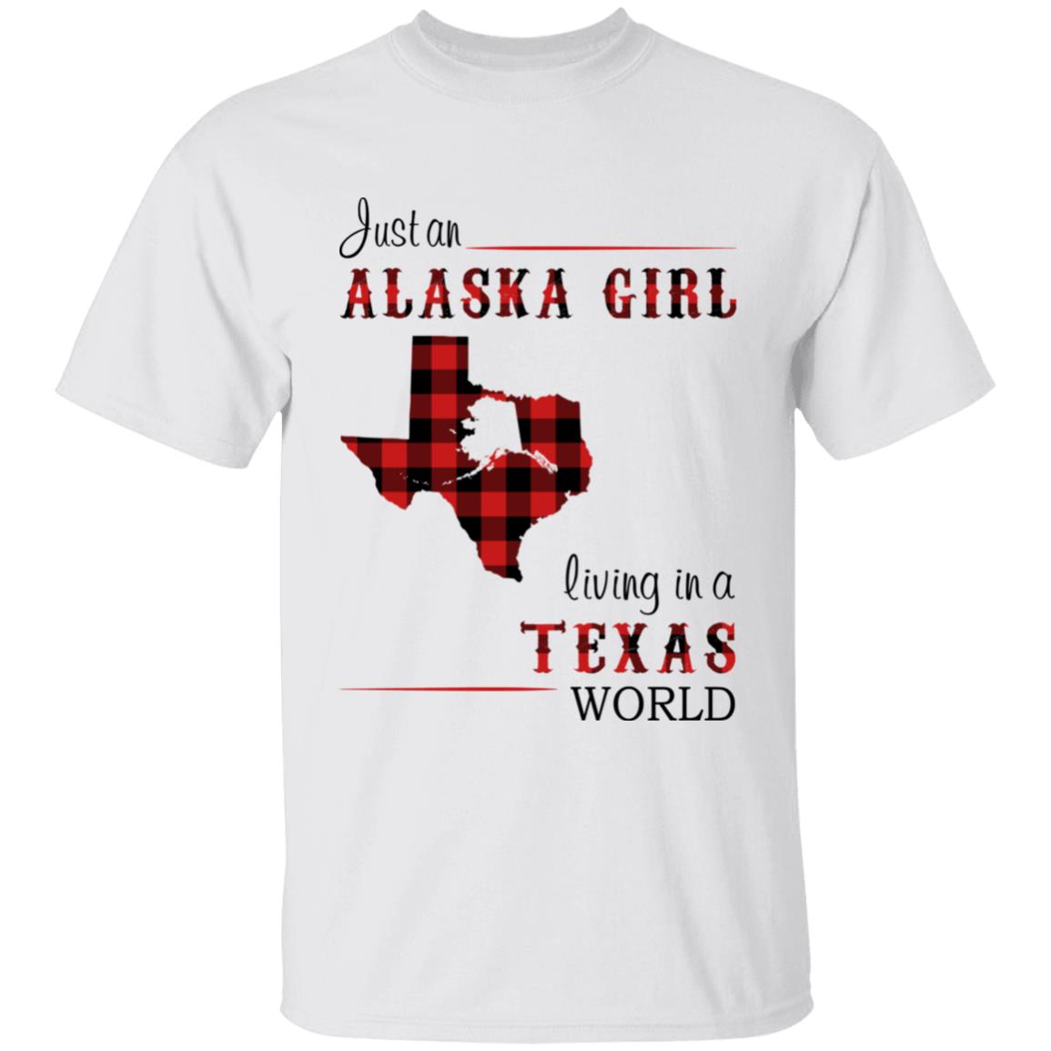 Just An Alaska Girl Living In A Texas World T-shirt - T-shirt Born Live Plaid Red Teezalo