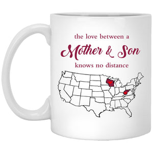 Wisconsin West Virginia The Love Between Mother And Son Mug - Mug Teezalo