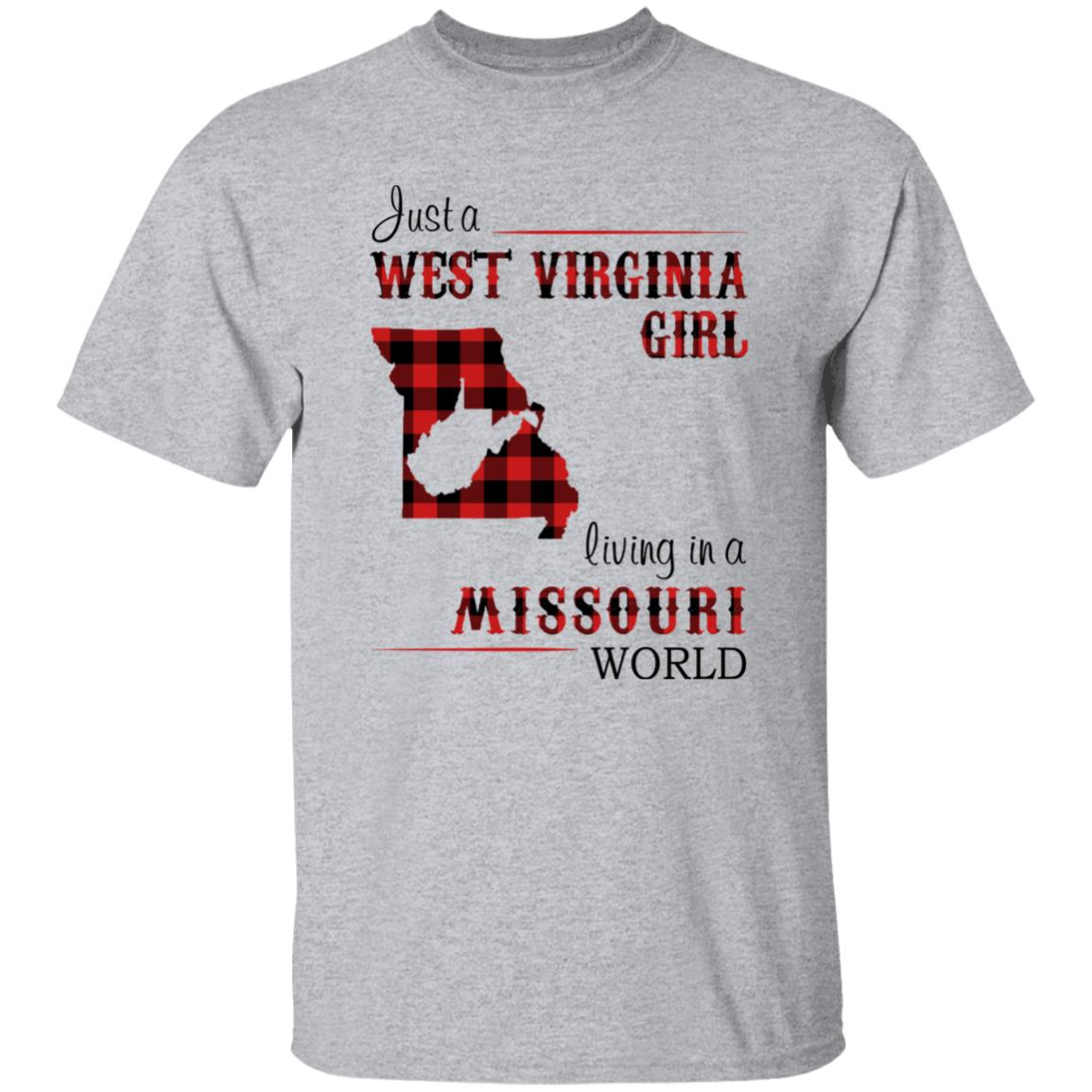 Just A West Virginia Girl Living In A Missouri World T-shirt - T-shirt Born Live Plaid Red Teezalo