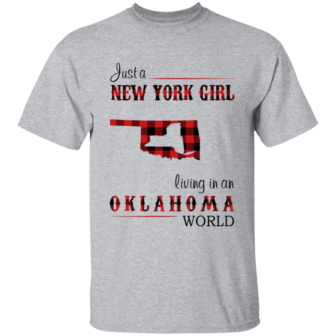 Just A New York Girl Living In An Oklahoma World T-shirt - T-shirt Born Live Plaid Red Teezalo
