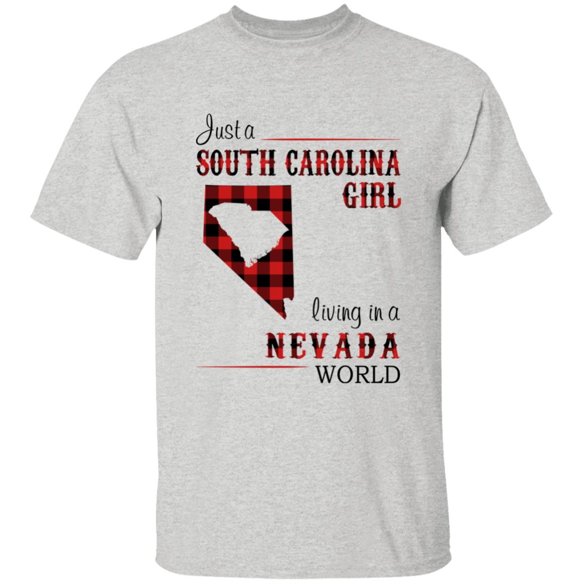Just A South Carolina Girl Living In A Nevada World T-shirt - T-shirt Born Live Plaid Red Teezalo