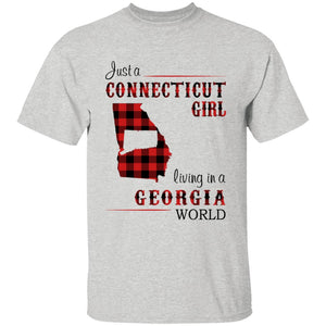 Just A Connecticut Girl Living In A Georgia World T-shirt - T-shirt Born Live Plaid Red Teezalo