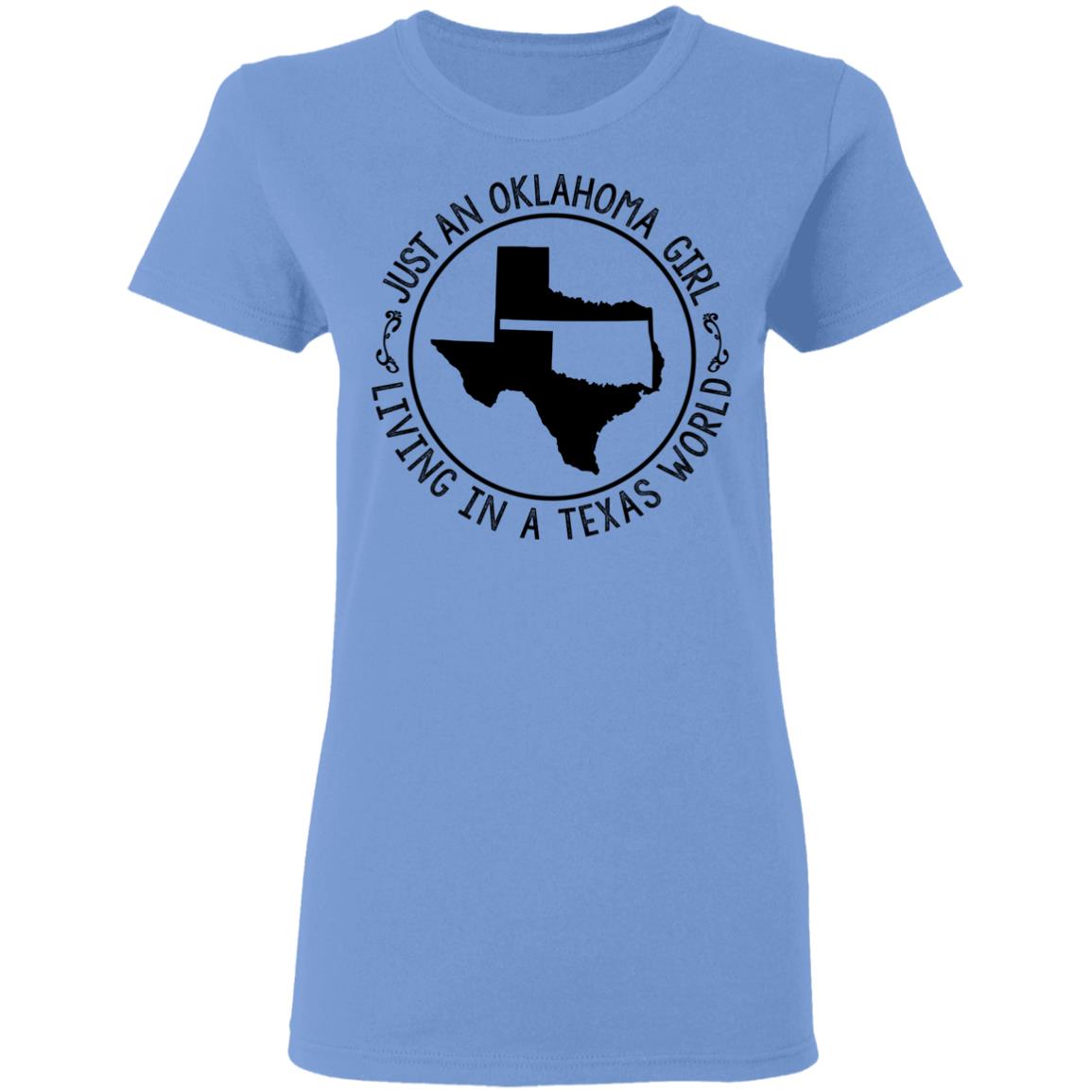 Just An Oklahoma Girl Living In Texas World Hoodie - Hoodie Teezalo