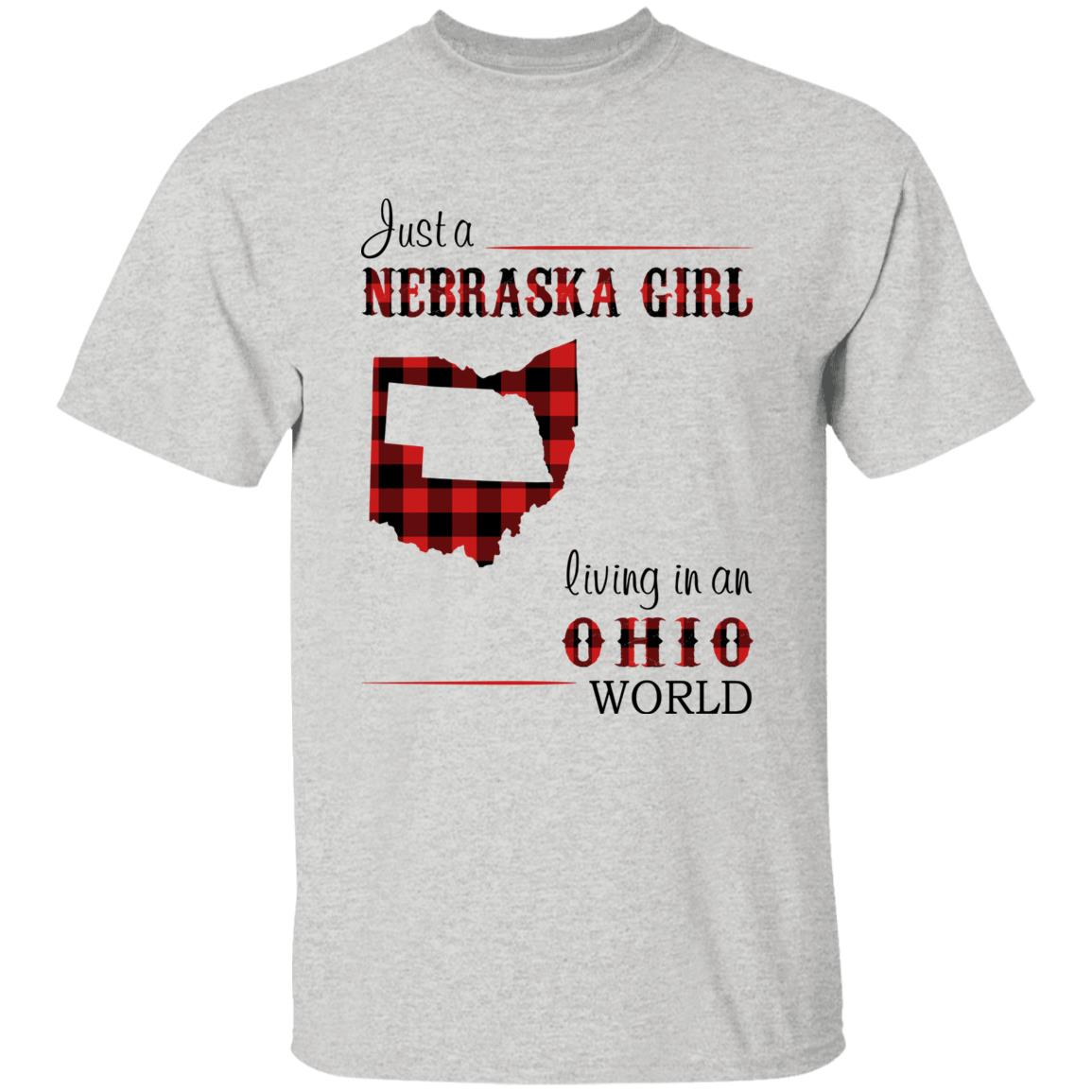 Just A Nebraska Girl Living In An Ohio World T-shirt - T-shirt Born Live Plaid Red Teezalo