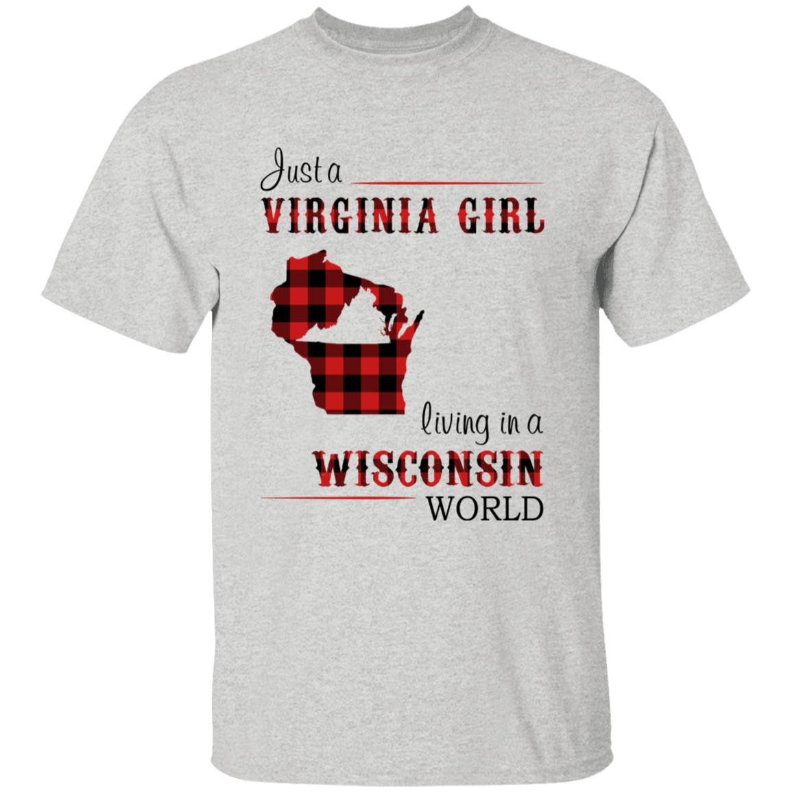 Just A Virginia Girl Living In A Wisconsin World T-shirt - T-shirt Born Live Plaid Red Teezalo