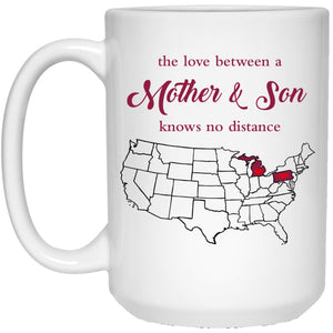 Michigan Pennylvania The Love Between Mother And Son Mug - Mug Teezalo