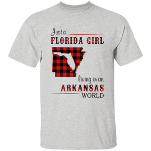 Just A Florida Girl Living In An Arkansas World T-shirt - T-shirt Born Live Plaid Red Teezalo